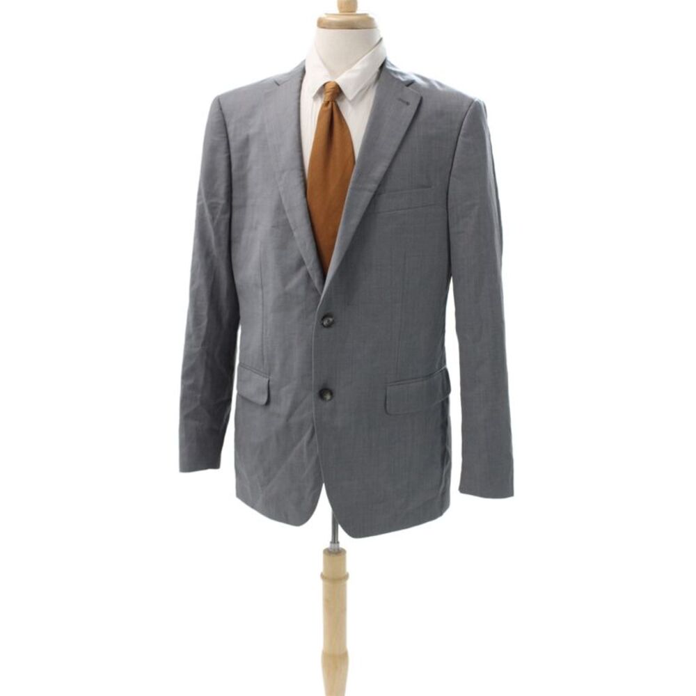 Indochino Mens Gray 100% Wool Solid Blazer Button Size 40